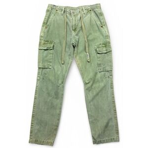 True Religion Cargo Big T Pants Mens 33x31 Green Cotton Drawstring Military Y2K